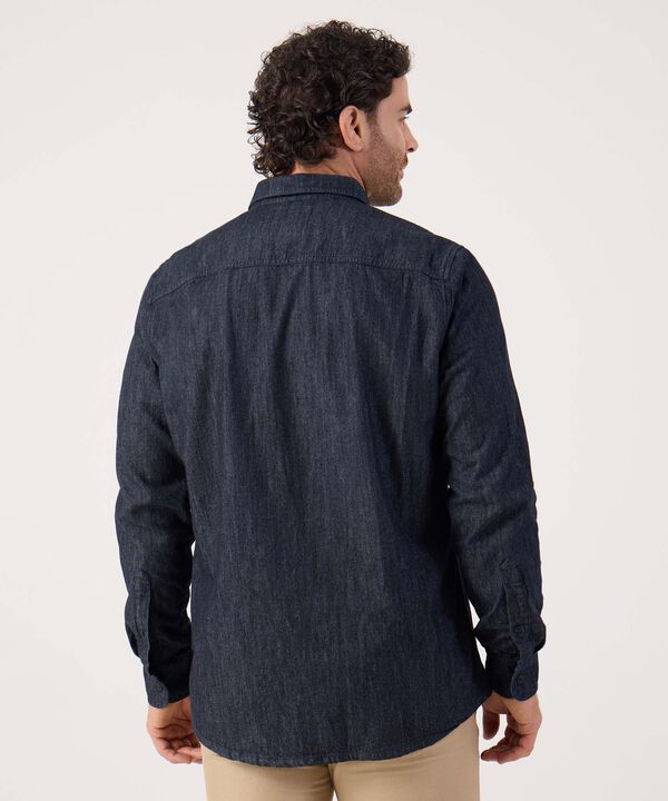 Camisa Regular Tono Azul Oscuro